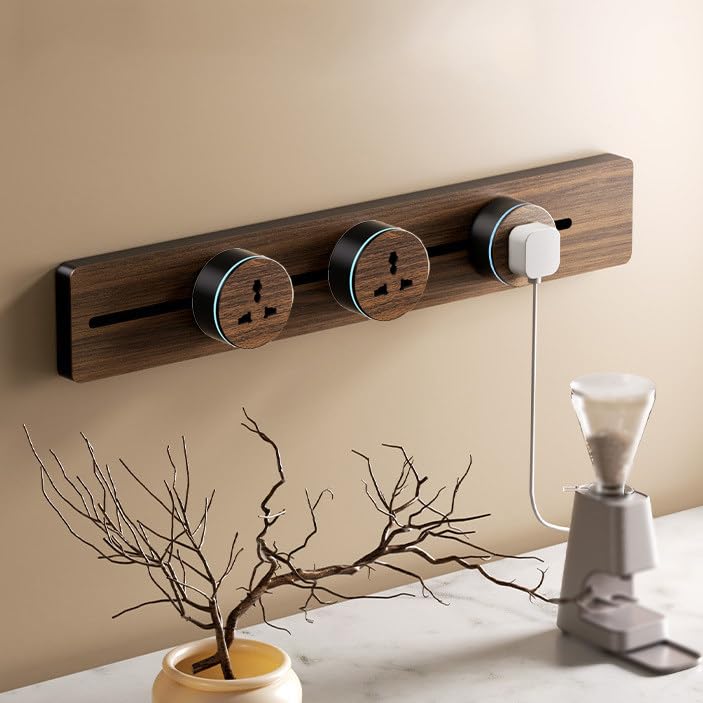 LISTaRSw Regleta De Enchufes De Pared De 40 Cm, 50 Cm, 60 Cm Y 75 Cm, con Enchufe Universal Extraíble De Tres Orificios Y Riel para Enchufes De 8000 W para Mesas Y Paredes. 40CM