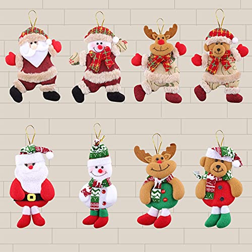 Plush Ornaments For Kid, 8 Pcs Hanging Ornaments, Santa Claus, Snowman, Reindeer, Bear, Christmas Tree Hanging Ornaments For Home, Christmas Ornaments Set, Gifts For Kids, Coworkers, Friends #TOP24