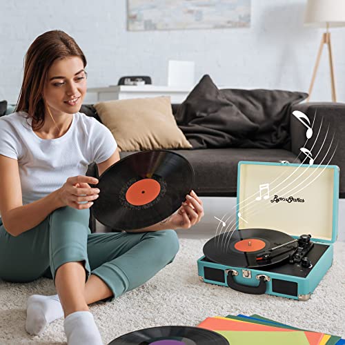 ByronStatics Reprodutor de discos de vinil, toca-discos de 3 velocidades com 2 alto-falantes estéreo