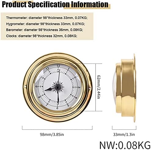 4 PCS/Set Thermometer,Hygrometer,Barometer,Watches Clock,Indoor and Outdoor Thermometer,Dial Barometer,Environmental Weather,Easy to Read Display,Dial Traditional Weather Station Barometer