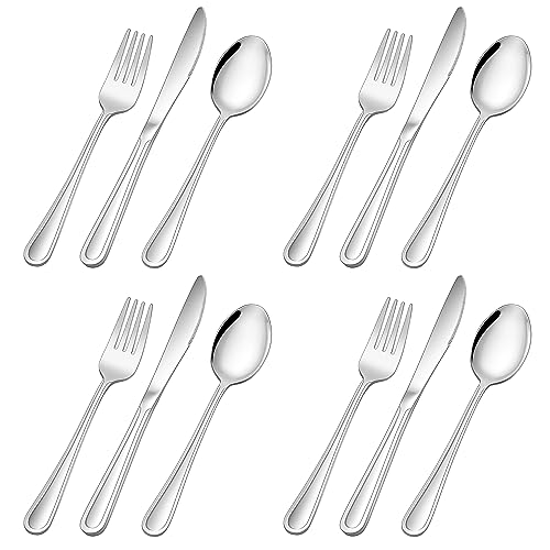 Herogo Kids Cutlery Set, 12-Piece Stainless Steel Childrens Cutlery Sets, Child Toddler Silverware Include 4 Knives, 4 Forks, 4 Spoons, Proper Size & Smooth Edge, Dishwasher Safe