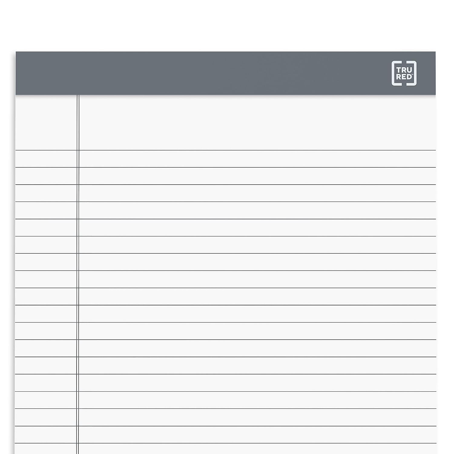 TRU RED Notepads, 8.5” x 11.75”, Wide Ruled, White, 50 Sheets/Pad, 12‑Pack      Unknown Binding