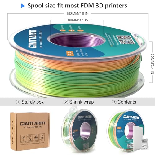 Image of GIANTARM Silk PLA Filament 1.75 mm, 3D Printer Filament PLA 1 kg Spool, Colour Grandient