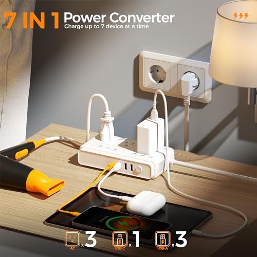 Tessan 220V To 110V Voltage Converter, Tessan Universal Travel Adapter With 4 Usb Ports (1 Usb C), 3 Ac Sockets And Eu/Uk/Au/It Plug Power Adaptor, Step Down Outlet Converters International Plug Adapter thumb #3