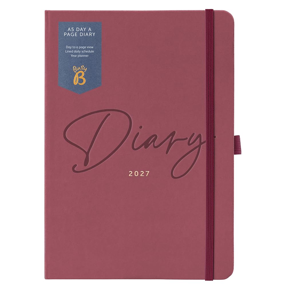 Busy B 2027 A5 Dual Schedule Diary - Burgundy Faux Leather & Gold Foil