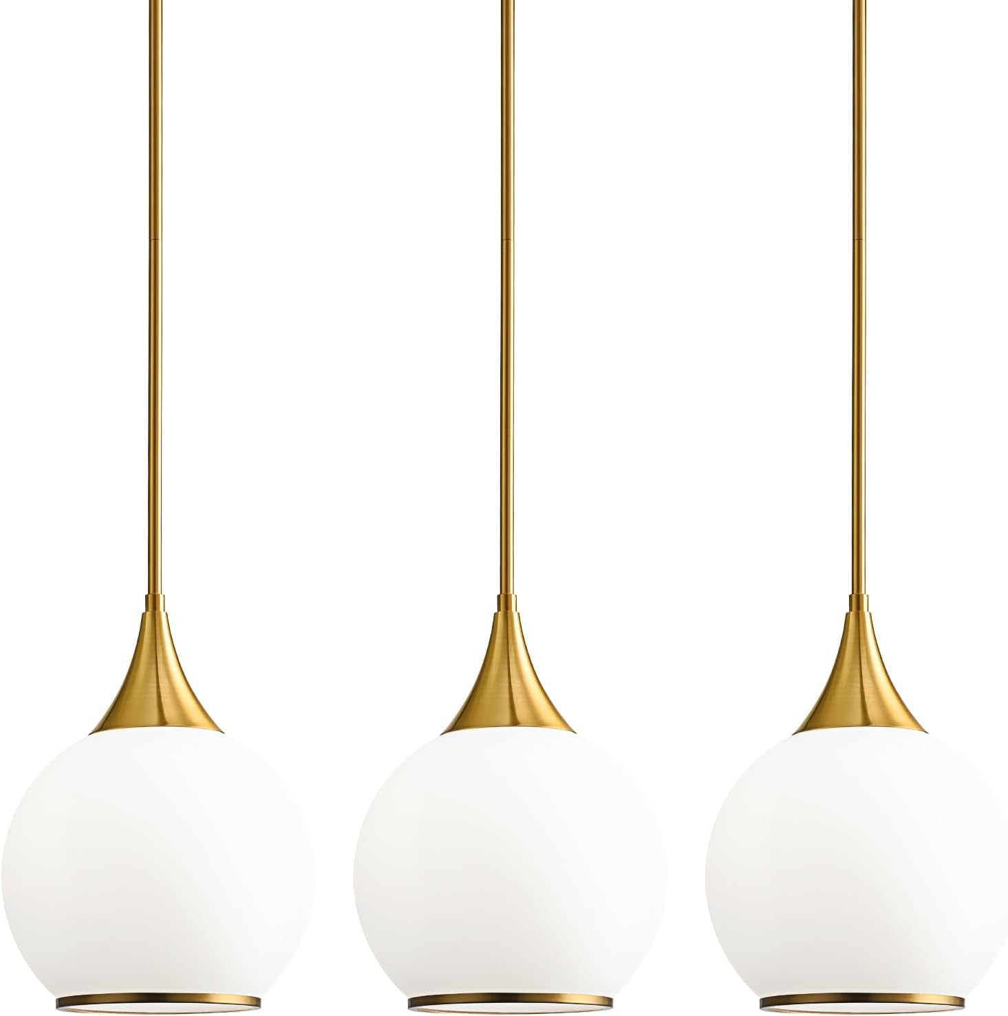 Pendant Lights Kitchen Island: 3 Pack Gold Light Fixture Modern with Frosted Glass - 10 Inch Mid Century Globe Kitchen Lighting Fixtures Ceiling for Foyer Bedroom