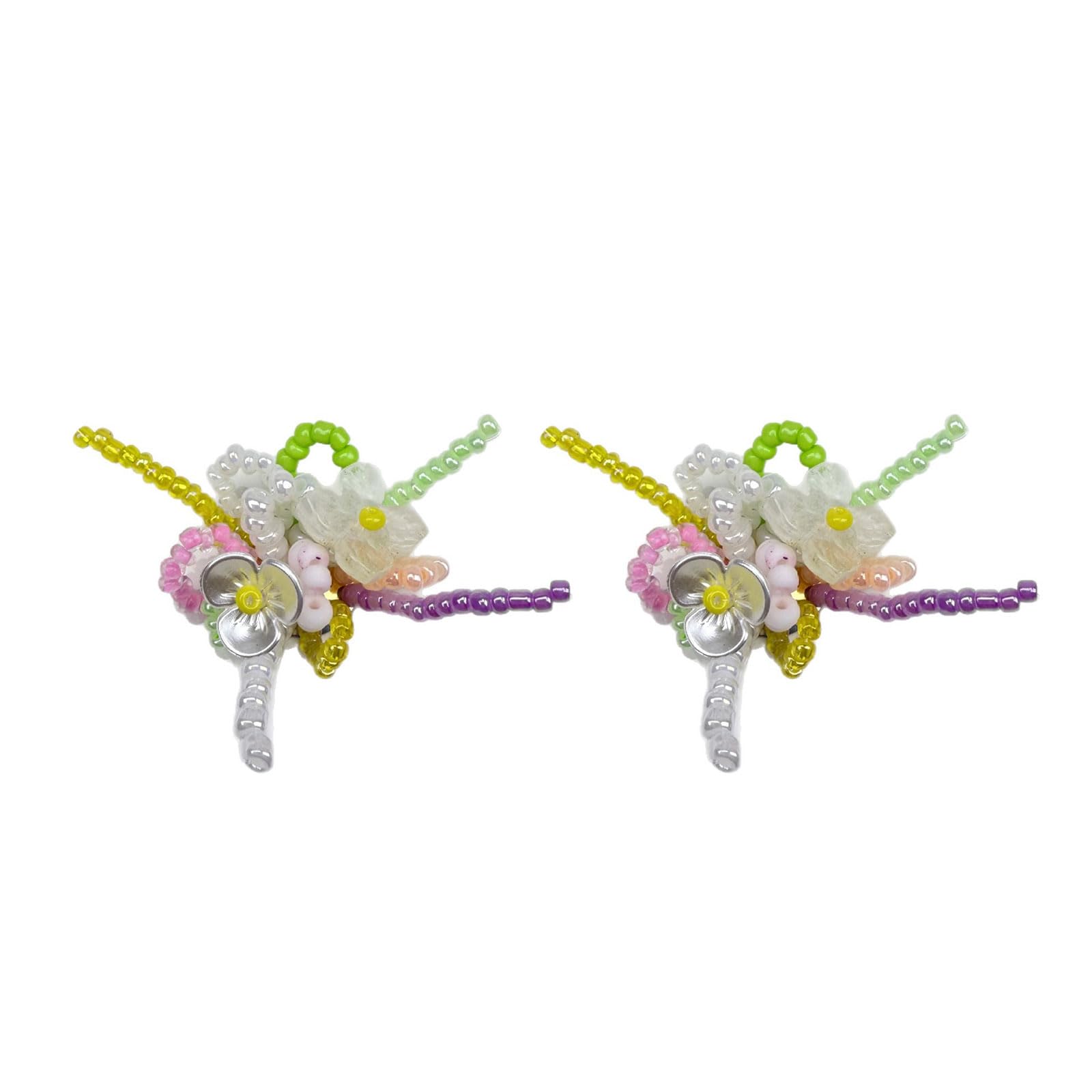 Tsophreniq 2Pcs Bead Flower Appliques Beaded Flower Charm for Sewing Craft Shoe Bag Dress Garment Embellishment Sewing Accessories