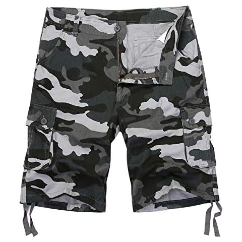 IDEALSANXUN Men's Casual Loose Camouflage Military Twill Cargo Shorts - Blue - 40 Cover