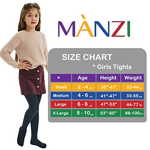 MANZI Fleece Lined Tights for Girls Thick Footed Girls Tights Age 2-10 Ultra-soft 2 Pairs 400-Denier4