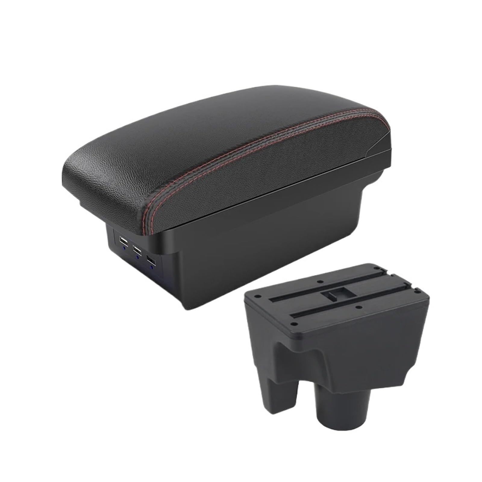 UMDJJU For Toyota For Aqua Armrest Car Center Console Storage Box Dedicated Interior Modification Accessories Car Centre Console Armrest Box(B1 Black red 3 USB)