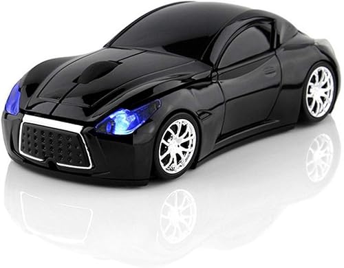 Ai5G Ratón de coche de carreras inalámbrico Ratón en forma de coche deportivo 2.4GHz Luz LED Decoración de superficie brillante Escritorio Portátil