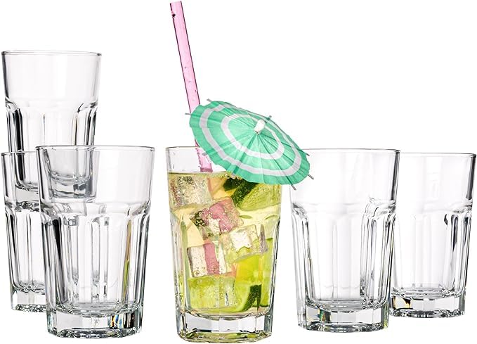 Image of 300ml Clear Glass Tumbler, Highball Drinking Glasses for Cocktails, Juices, Milkshakes (5, 300ML)