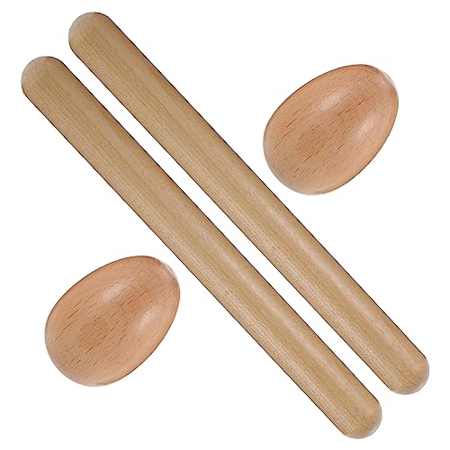 VANZACK 1 Set Wooden Rhythm Sticks Egg Natural Percussion Instruments for Safe Sturdy Music for Early Childhood Development and Classroom Activities