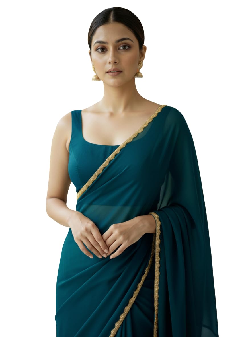 lorofy Women's Soft Silk Saree With Beads Decorative Stone Work Lace Boarder & Comes With Unstitched Blouse Piece (RangoliB)-picture-23