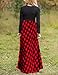 MEROKEETY Women's Plaid Long Sleeve Empire Waist Full Length Maxi Dress with Pockets