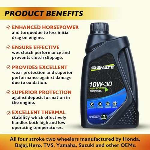 Image of Signate 10W30 4T Scooter Engine Oil 1L | Maximum Engine Protection & Power Formula For High Performance, 1L