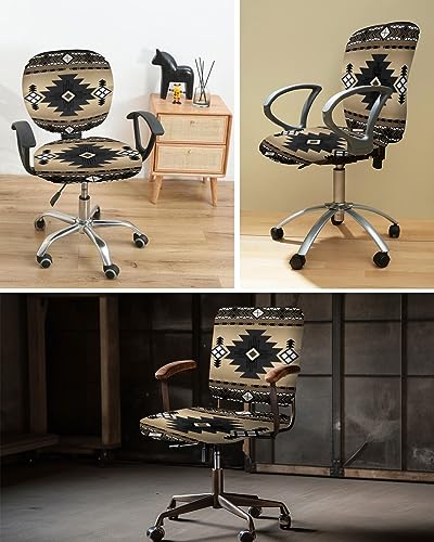Double Love OFFICE CHAIR COVERS STRETCHABLE 3 PIECE Southwest 2 Pieces Computer Office Chair Covers Set, Stretchable Desk Rotating Chair Seat Cushion Slipcover Back Covers, Decorative Protectors Cover Western Native American Indian Tribal Ethnic Boho thumb #5