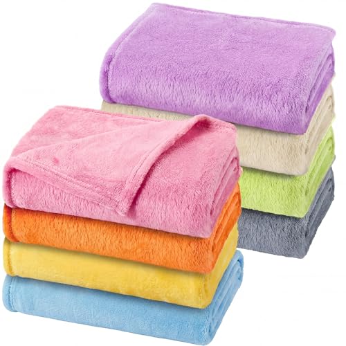 Image of Reginary 8 Pcs Fuzzy Baby Blankets Bulk 30 inch x 40 inch Toddler Nursery Daycare Nap Warm Soft Plush Fluffy Newborn Receiving Essential Infant Boy Girl Gifts Swaddling Cozy Kid Cot Crib Stroller (Bright)