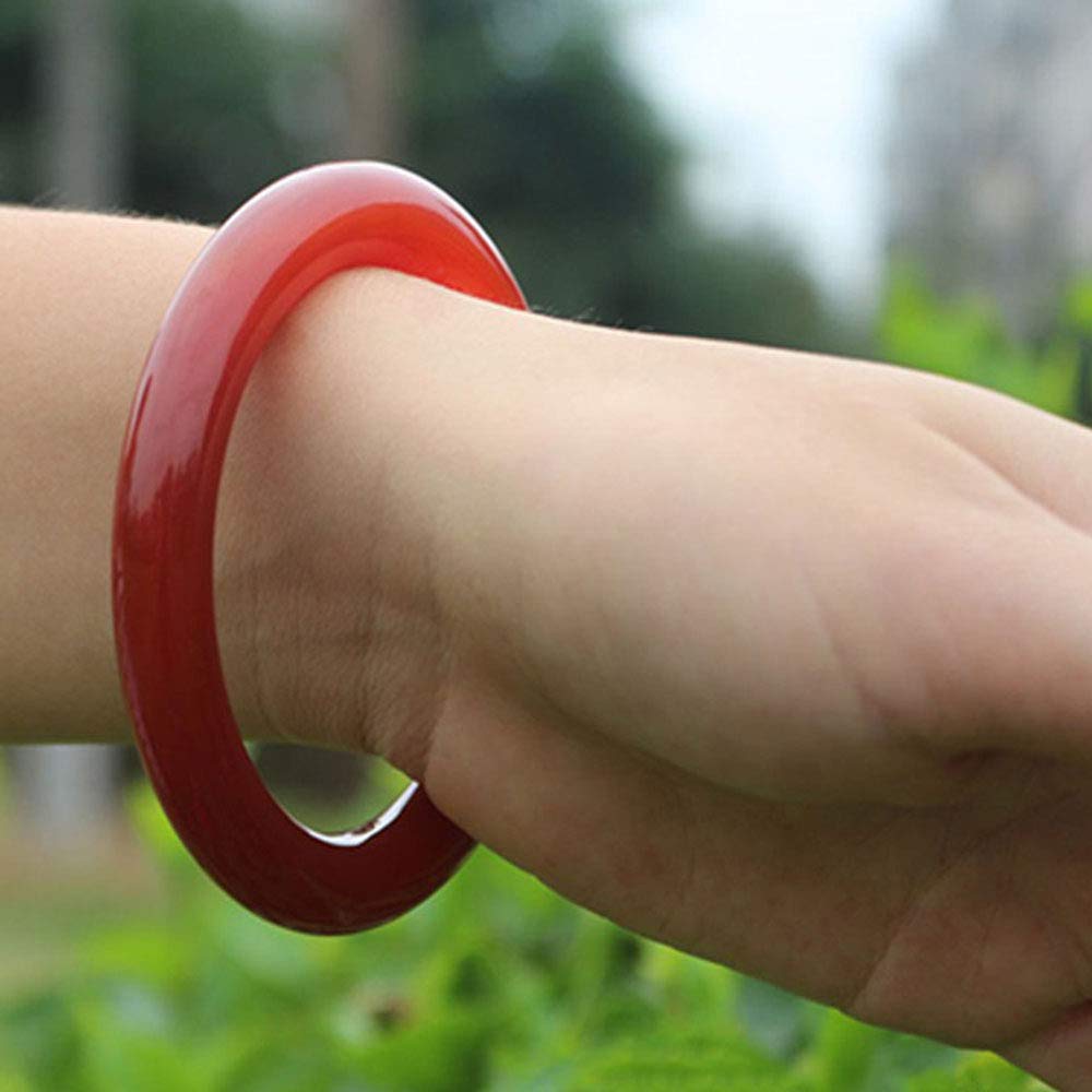 SnamicE Chinese Bracelet, Jade Bangle, Nature Agate Jade Light Red Nice Women's Bangle Bracelets,60mm,58mm