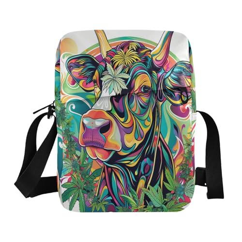 messenger bag crossbody Crossbody Bags For Women Small Woman Cross Body Purse Adjustable Strap for outdoor sports outdoor sports- Colorful Cattle