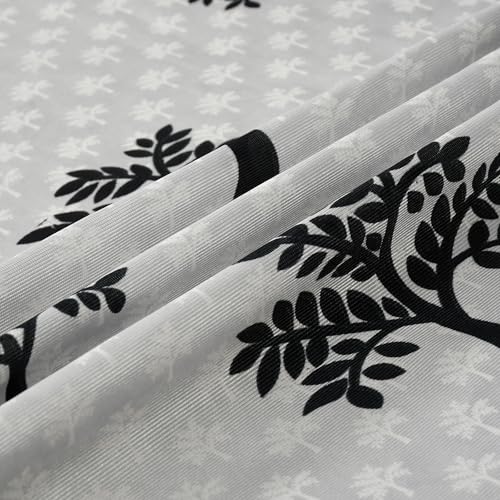 Image of Printed Tree 2 Piece Polyester Home & Living Room Eyelet Door Curtain - 7 Feet, Grey