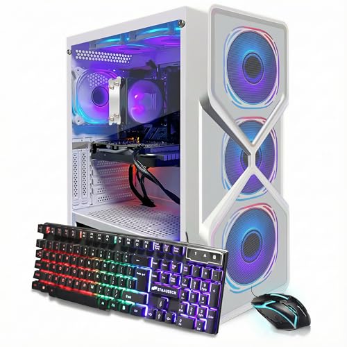 STGAubron Gaming PC Computer Desktop AMD Ryzen 5 5500 up to 4.2GHz GeForce RTX 3050 6G 16G DDR4 1T SSD WiFi 6 & BT 5.0 RGB Fan x6 Windows 11 Home White