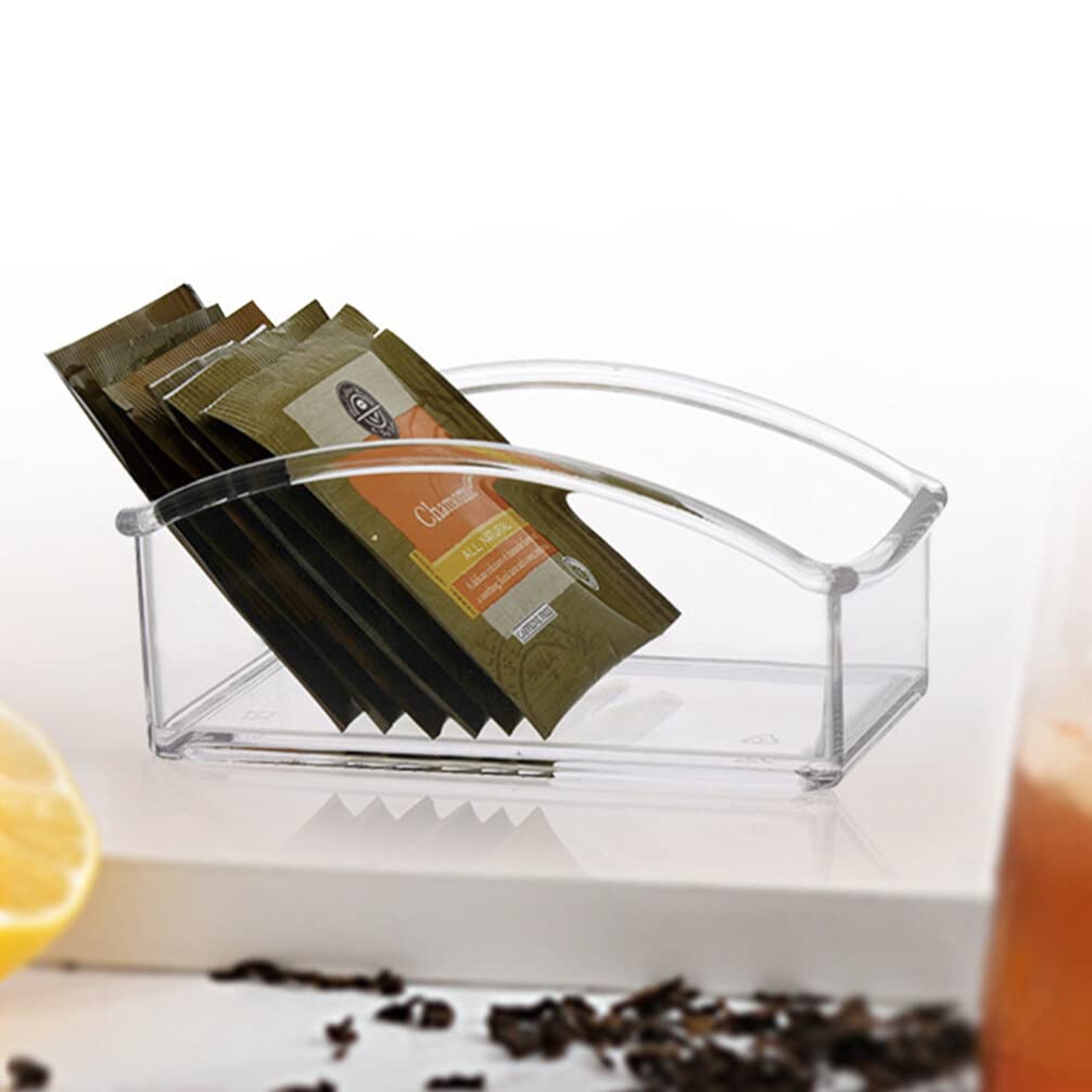 STOBOK Clear Tea Storage Organizer, Acrylic Sugar Packet Organizer Tea Bag Holder Candy Container for Home Office Countertop, Coffee Bar, Cabinet, Sweetener