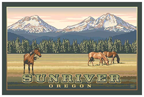 Sunriver Oregon Three Sisters Mountains Giclee Art Print Poster from Travel Artwork by Artist Paul Leighton 12" x 18"