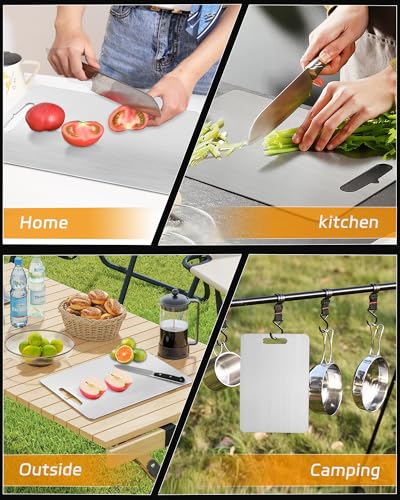 Titanium Chopping Board, S316 Stainless Steel Cutting Board, Dual-Sided Food Grade Chopping Boards for Kitchens, Meat, Bread, Vegetables & Fruit - Image 4