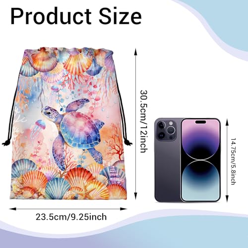 Image of Grip Bag for Gymnast Sea Turtle Seashell Coral Beach Drawstring Bag for Party