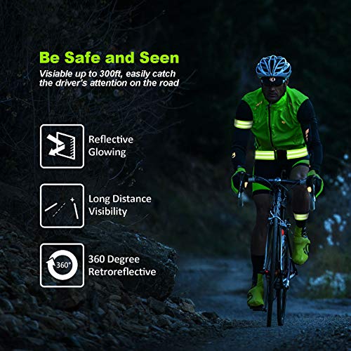 Morbeste 6 PCS Reflective Running Gear, High Visibility Glow Safety Reflective Belt or Sash, Lightweight Reflective Band Strap for Running, Walking, Cycling - Fits Women, Men, Kids (Green) - Thumbnail 3