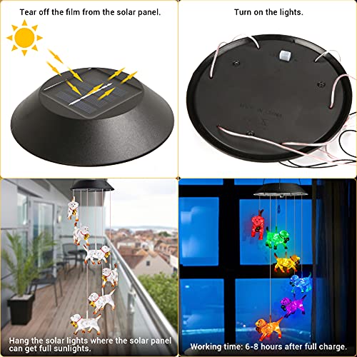 Image of Toodour Solar Wind Chime, Color Changing Wind Chimes Dog, LED Decorative Mobile, Gifts for Mom Grandma, Waterproof Outdoor Decorative Lights for Garden, Patio, Yard, Window Outdoor Decor