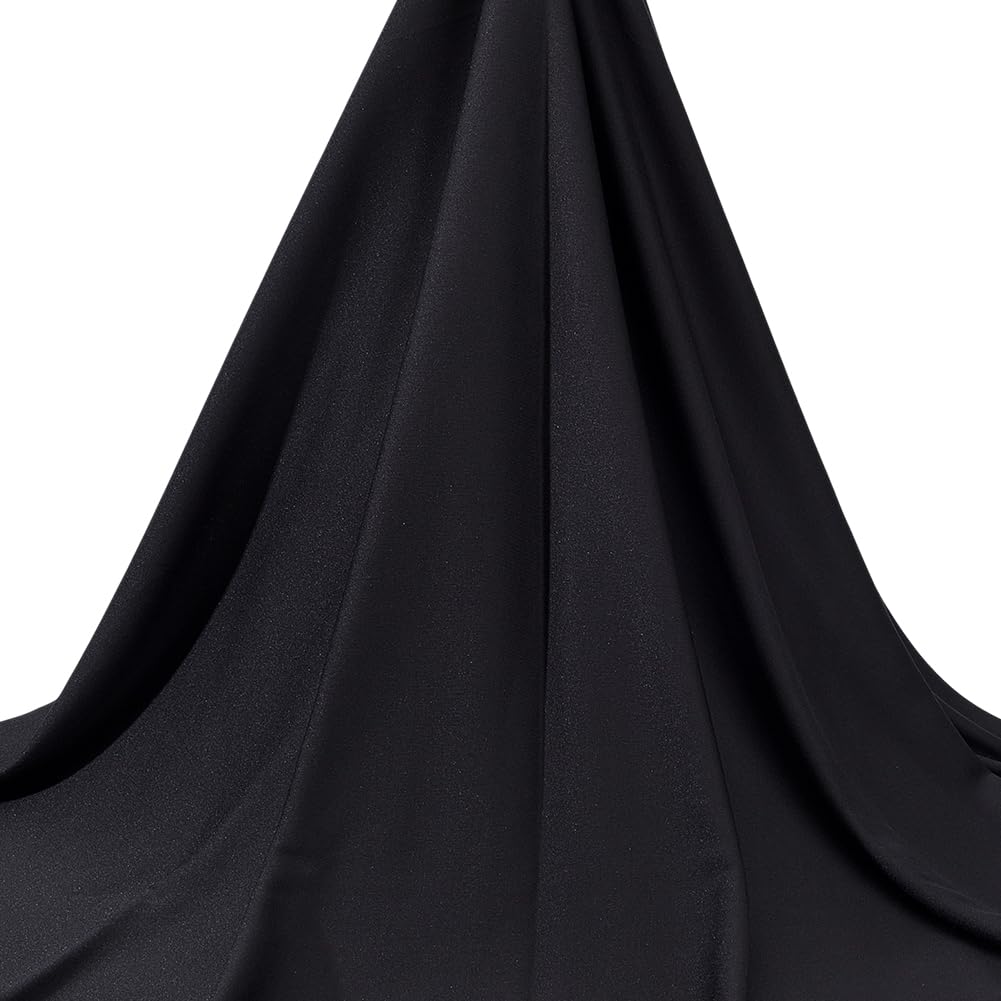 2,19 mètres Tissu noir Tissu noir par les tissus de vêtements de cour 63 pouces de largeur Tissu polyester doux extensible pour couture Broderie Nappes Vêtements Appareils d'extérieur