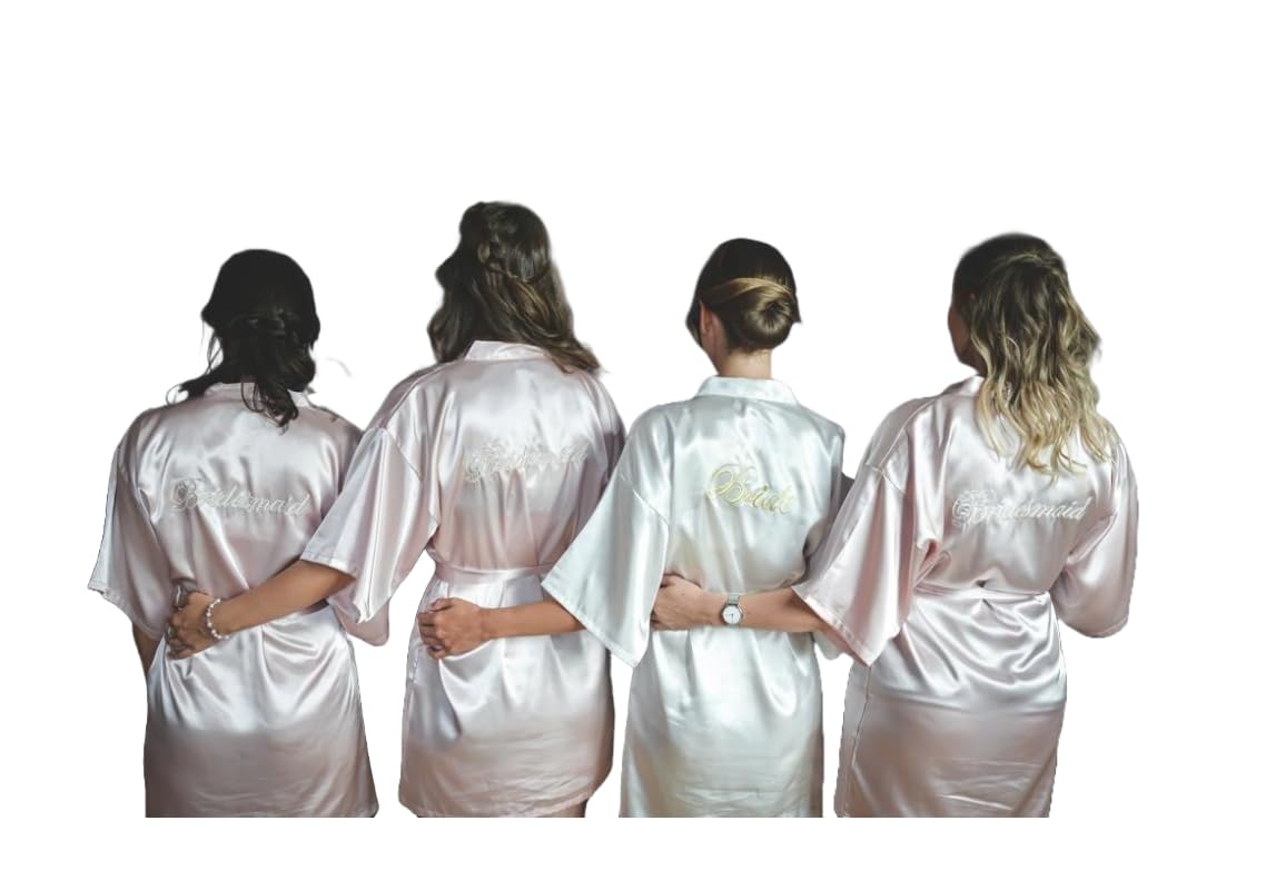Kimono dla panny młodej białe | Bridesmaid różowe | szlafrok krótki | strój na wieczór panieński | SPA | szlafrok kąpielowy do sauny | wieczór panieński | wellness | sukienka do sauny (DE/NL/SE/PL