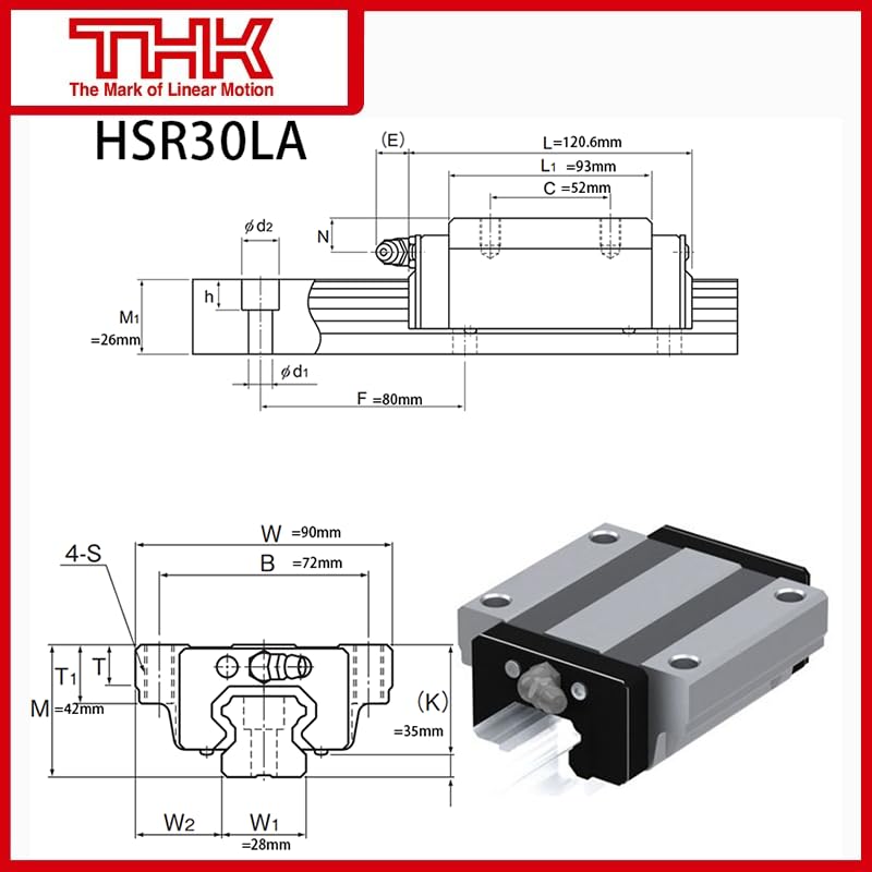 THK HSR30LA Linear Block HSR30 HSR30LA HSR30LAUU/SS HSR30LA1UU/SS Linear Bearing GK Block