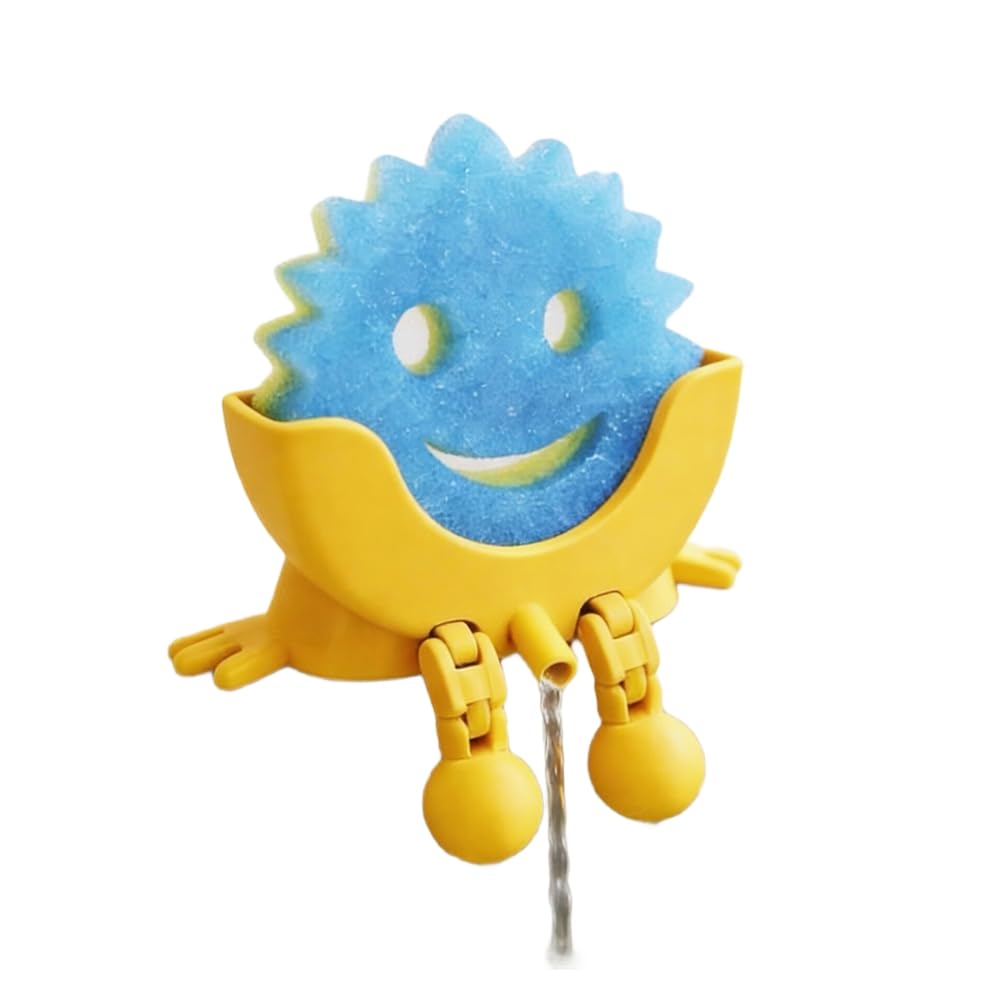 UDSKNV[KSL For Kitchen Sink Compatible Cute Hanging Sponge Holder with Drainage, Peeing Scrub Sponge Holder, Ponge Holder Yellow