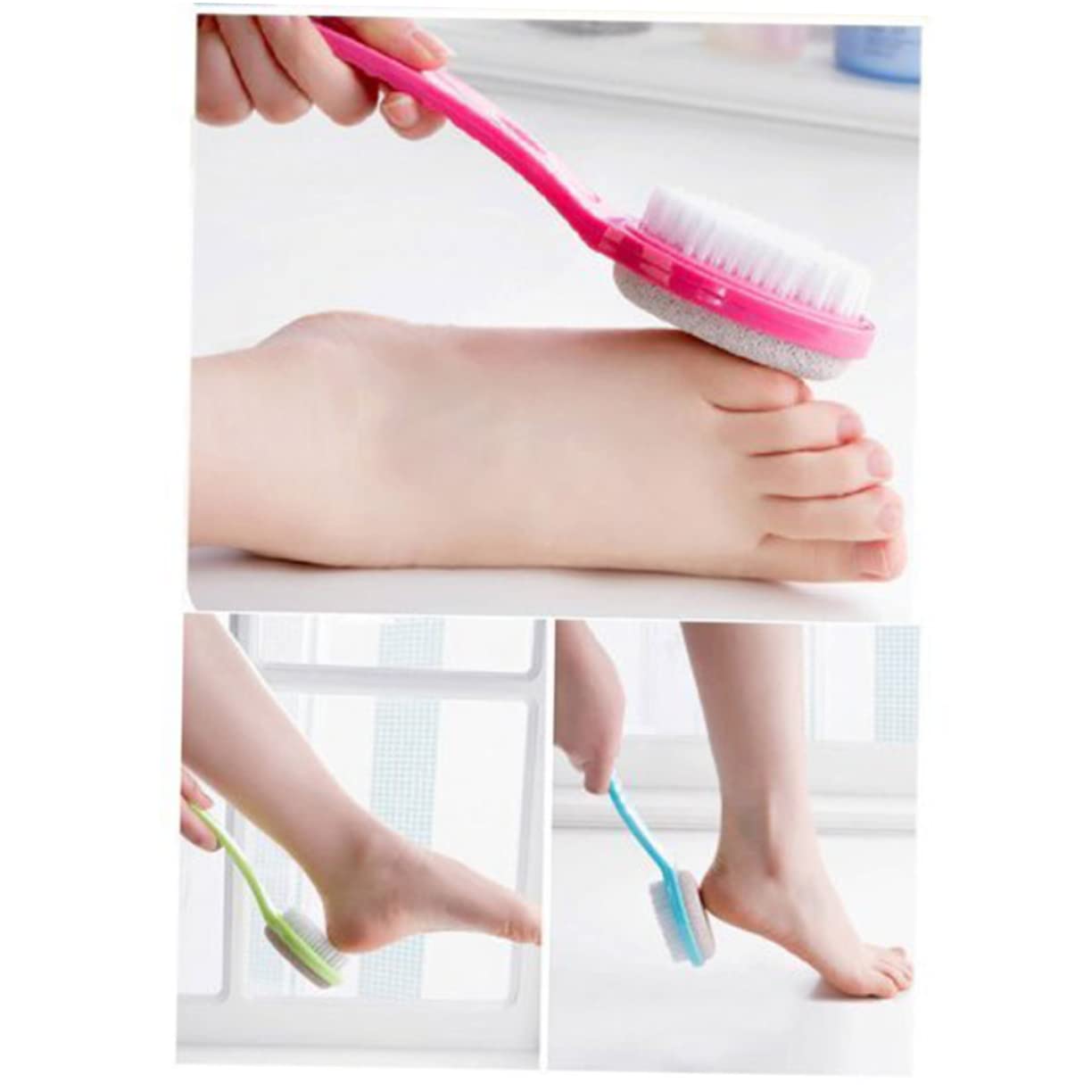 SOESFOUFU Body Foot Brush with Plastic Handle Exfoliating Stone Brush Pumice Massage Tool Random Color