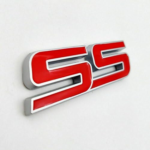 Miniatura 2 de 1 calcomanía de metal SS para puerta delantera, emblema SS para automóvil, repuesto para Chevy Camaro 06-10 (rojo plateado)