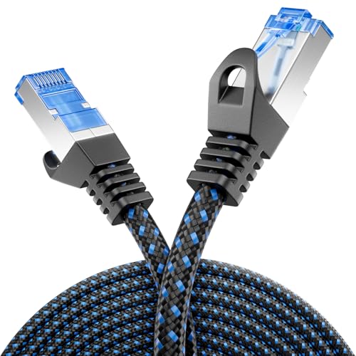 deleyCON 1,5m CAT 8 Patchkabel (40 Gbit/s, 2000 MHz) Gigabit Netzwerkkabel Ethernet Kabel RJ45 S/FTP POE CAT8 LAN Kabel f&uuml;r PS5 Router Modem TV Switch Laptop - Schwarz