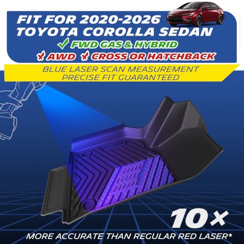 Image of Michelin Vehicle Mats for 2020-2026 Toyota Corolla Sedan (4 Piece) | Not for Cross or Hatchback or AWD, All-Weather TPE Custom Fit Liner, Premier