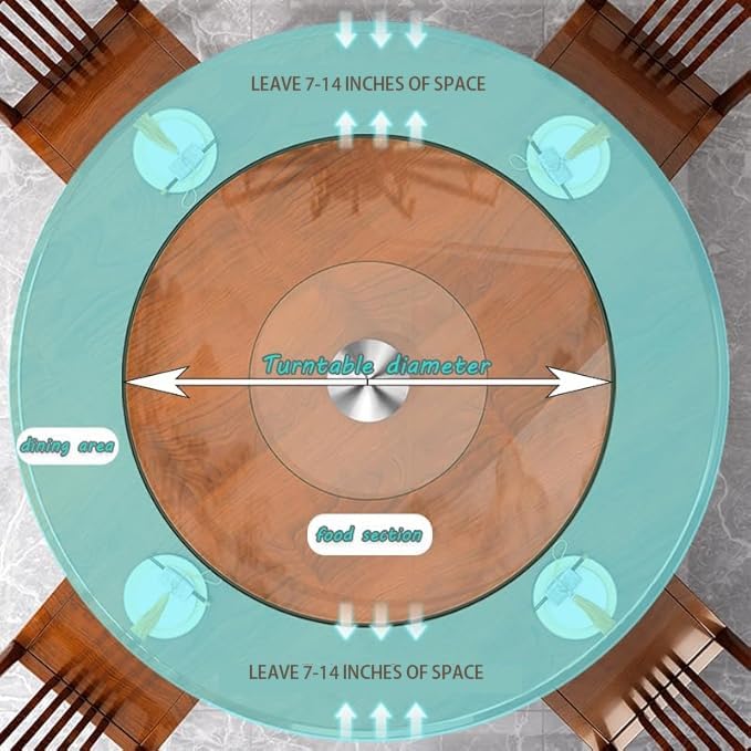 Plateau Tournant Rond en Verre Trempé pour Table À Manger (83, 89, 99 Cm), Plateau Tournant en Verre Épais, Grand Plateau De Service, Plateau De Service Rotatif Transparent (80 Cm)
