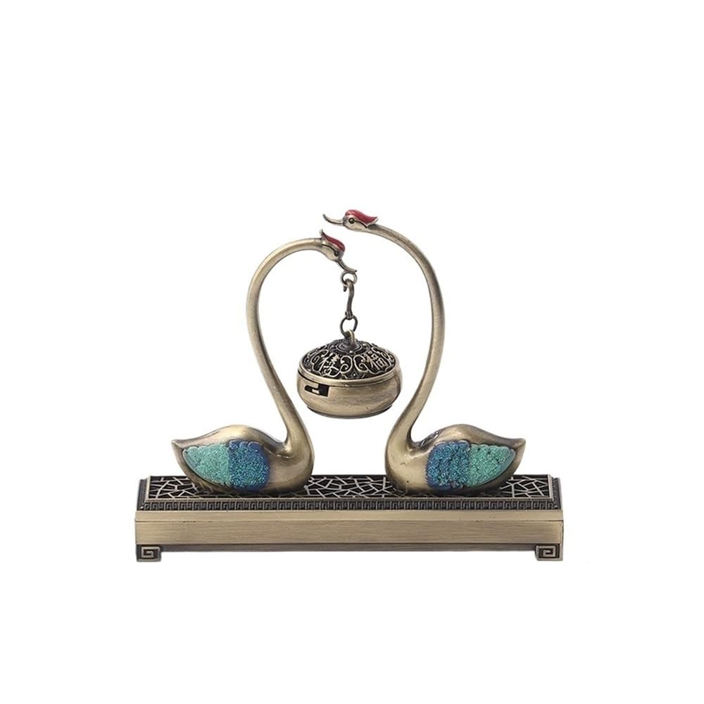 Incense Holder, Antique Double Alloy Incense Burner Home Swan Aromatherapy Holder Tea Ceremony Small Ornaments