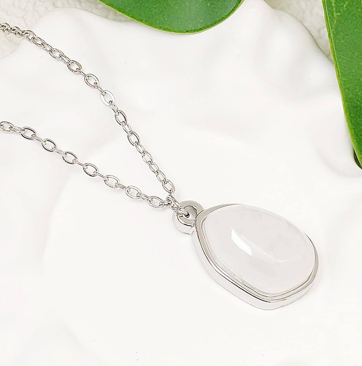 Stone Pendant Necklaces Gemstone Dangle Necklace 18K Gold Plated Teardrop Pendant Necklace for Women - Image 4