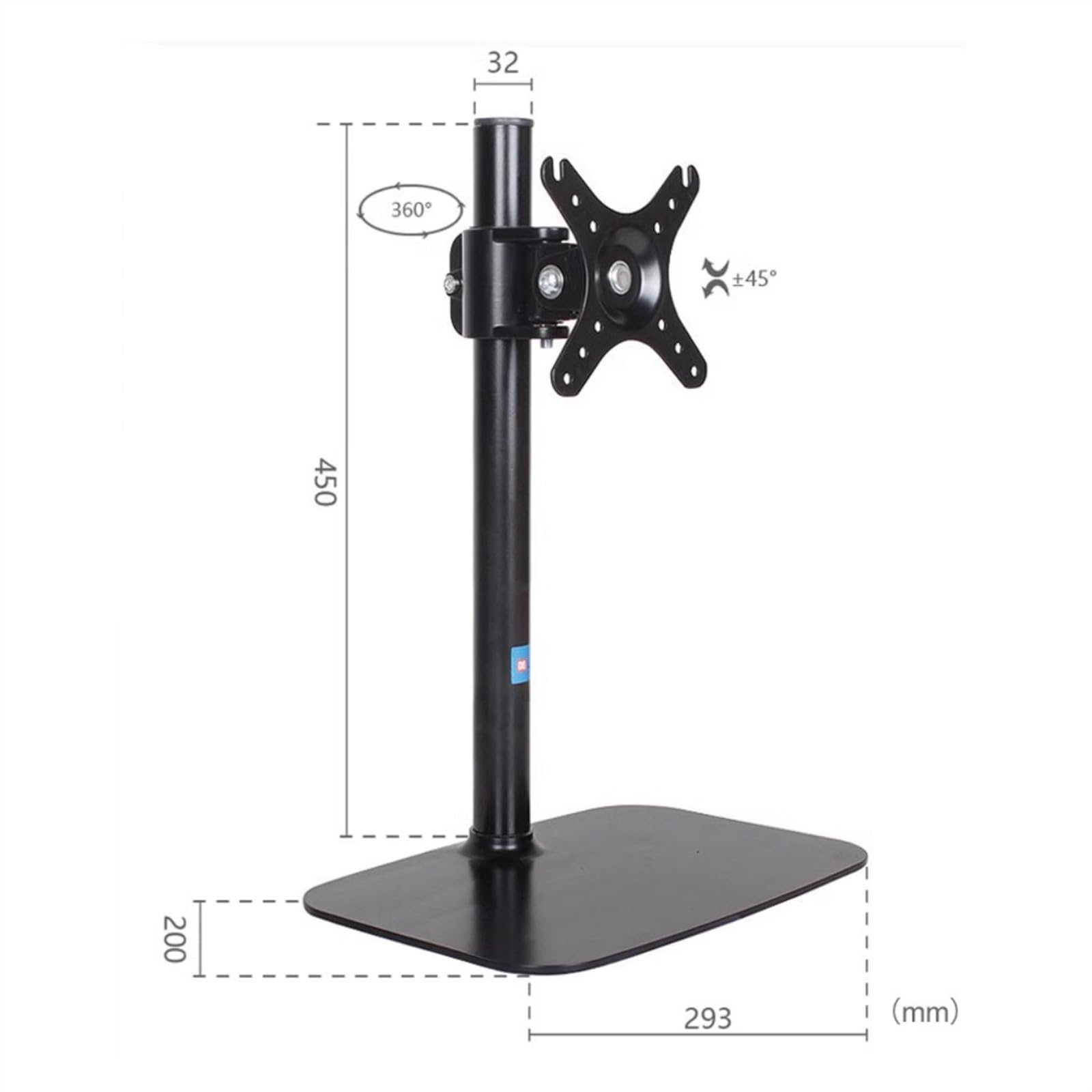 Bureau Support de moniteur simple adapté à la plupart des écrans de 14 à 32 pouces, support de moniteur autonome en acier, support de bureau réglable for moniteur pouvant supporter jusqu'à 18,7 lb, su