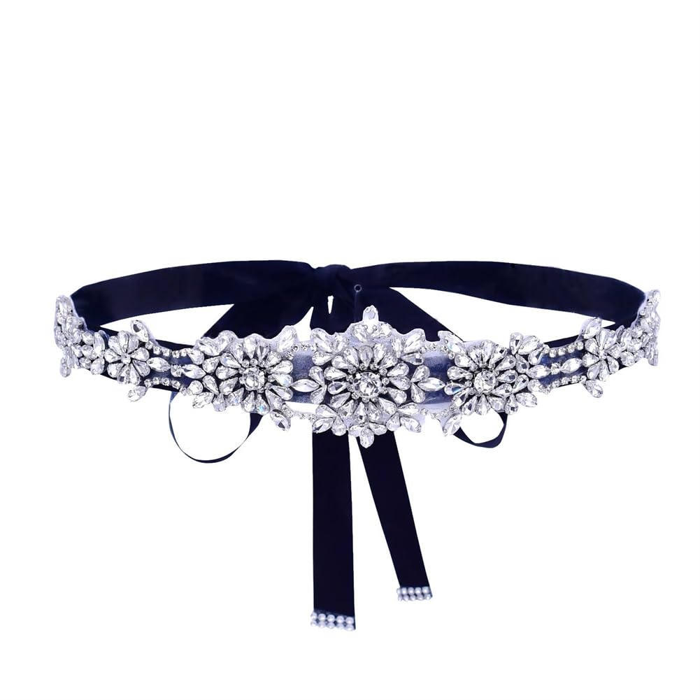 Cinturón largo de boda con diamantes de imitación plateados, accesorio para vestido de noche, cinturón de lazo para el día de San Valentín