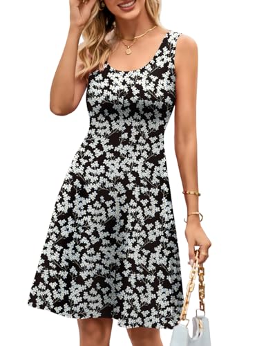 Image of Herou Summer Beach Dresses for Women A Line Sleeveless Tank Dress | Casual,Scoop Neck,Soft,Knee Length,Breathable
