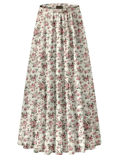 Image of NASHALYLY Women's Chiffon Elastic High Waist Pleated A-Line Flared Maxi Skirts