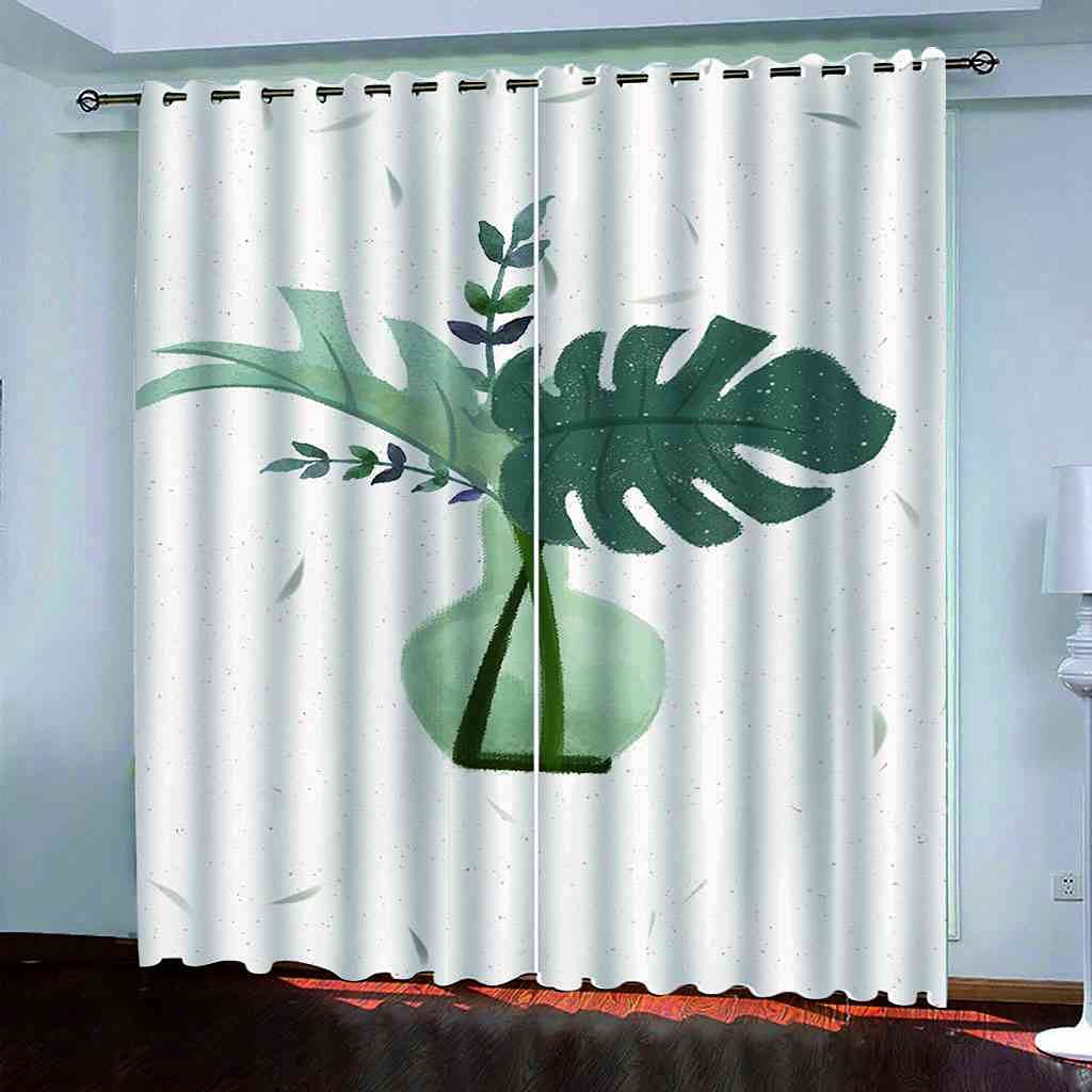Rideaux occultants 3D plante verte pour transformer le salon en jungle urbaine