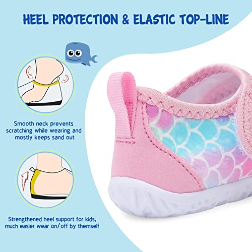 Image of LeIsfIt Toddler Water Shoes Boys Girls Barefoot Aqua Socks Kids Breathable Quick-Dry Swim Shoes for Beach Pool Surf
