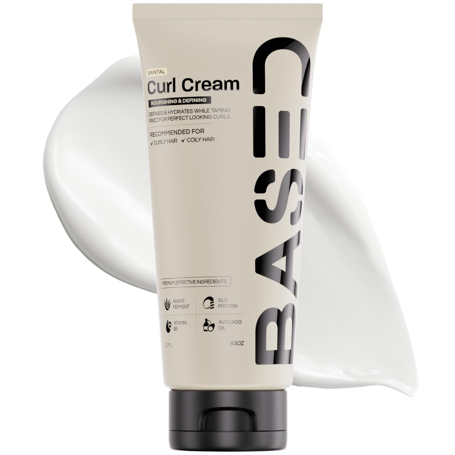 BASED BODYWORKSAll-Natural Curl Crem: Defines Curls Controls Frizz Medium Fixing All Day Hydrates and Nourishes with Agave Silk Protein and Castor Oil